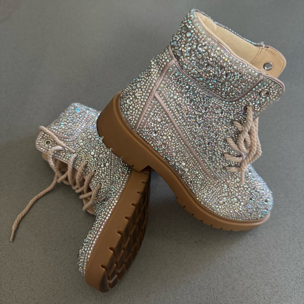 Betsey Johnson Rhinestone Combat Boots - Picture 9 of 10